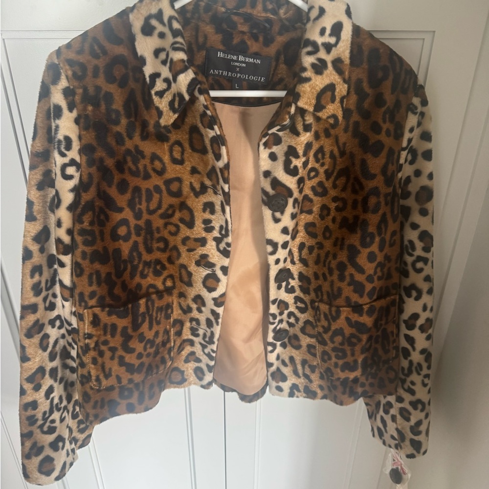 Anthropologie Helene Berman Leopard Print Jacket NWT L